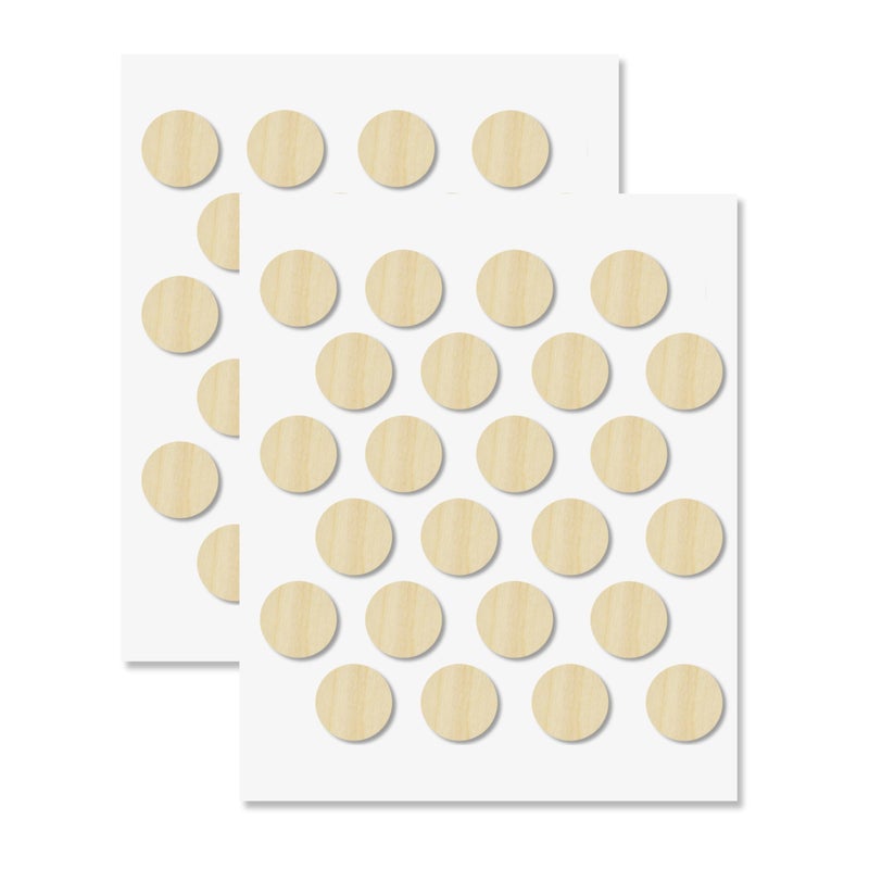 UNMAR Maple Self-Adhesive Screw Hole Stickers - 48 pcs. 0.79 inch / 20 mm Peel Stick Dust Proof Tape, Water Resistance PVC Caps for Wood Cabinets, Furniture, Drawer, Wardrobe, Kitchen, Table - Image 1